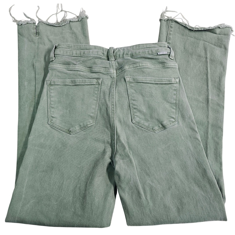 Risen Jeans Womens 5/27 Sage Green High Rise Raw Hem Straight Leg Jeans